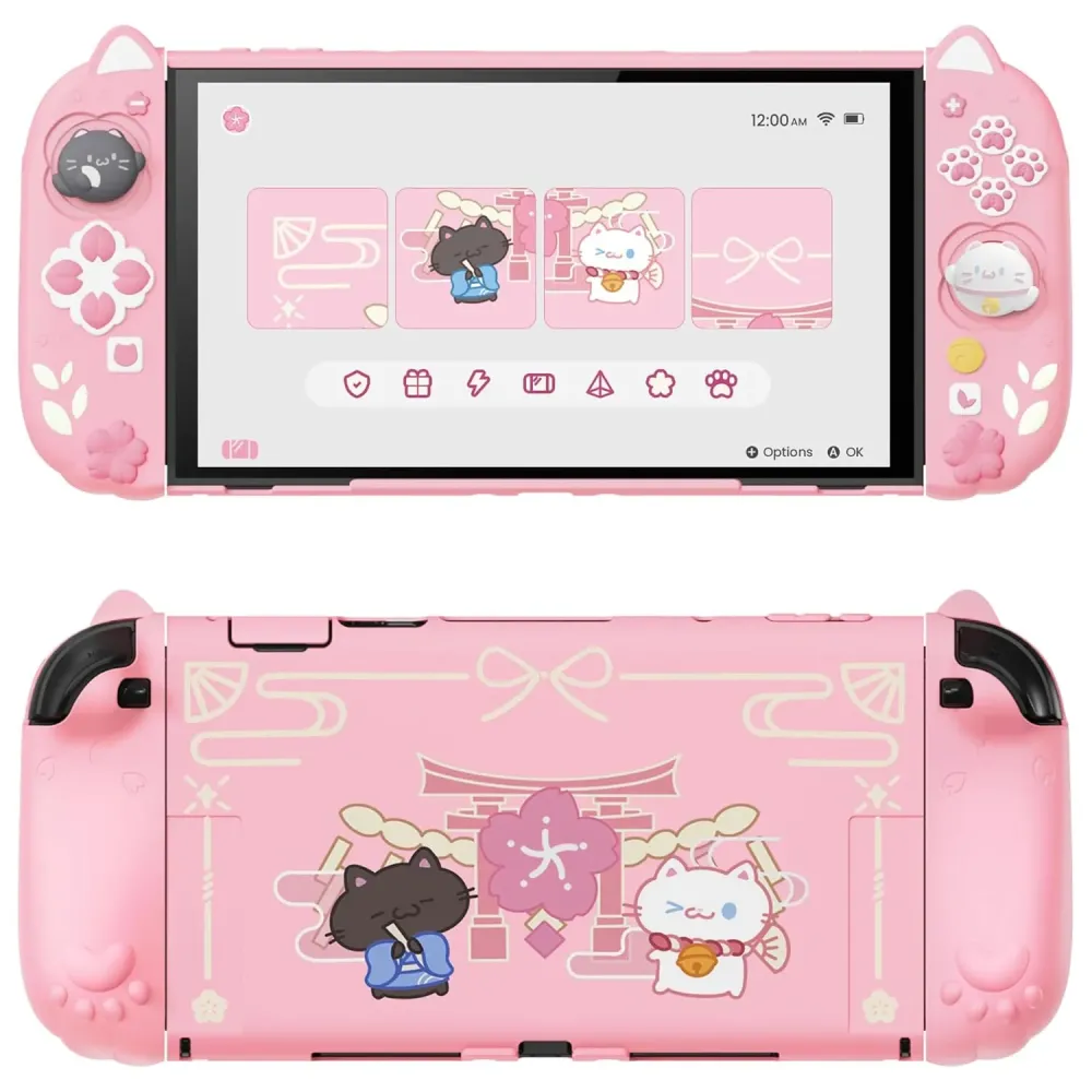 PlayVital Cherry Blossoms Kitten Protective Case for Nintendo Switch 2 with Stand | Cute Cat