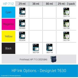 HP DesignJet T630 Large Format 24-inch Plotter Printer