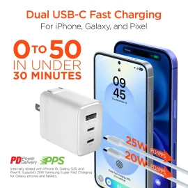 HyperGear USB C Charger Block and Cable - 45W GaN Charger