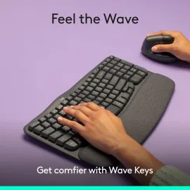 Logitech Wave Keys Wireless Ergonomic Keyboard with Cushioned Palm Rest