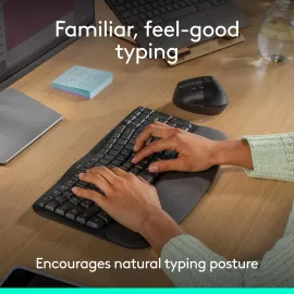 Logitech Wave Keys Wireless Ergonomic Keyboard with Cushioned Palm Rest