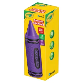 Crayola 5-Watt Portable Bluetooth Rechargeable Crayon Speaker with FM Radio, TWS, TWS, USB/microSD/Aux, up to 3 Hours of Play Time (Purple)