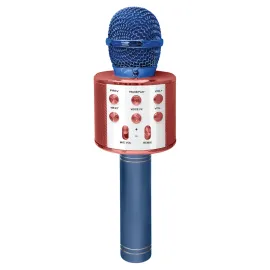 Crayola CKM150 Combo Bluetooth Karaoke Handheld Mic and 5-Watt Speaker, FM/USB/microSD, Aux In/Out, Vocal FX, up to 2 Hours Play Time (Blue)