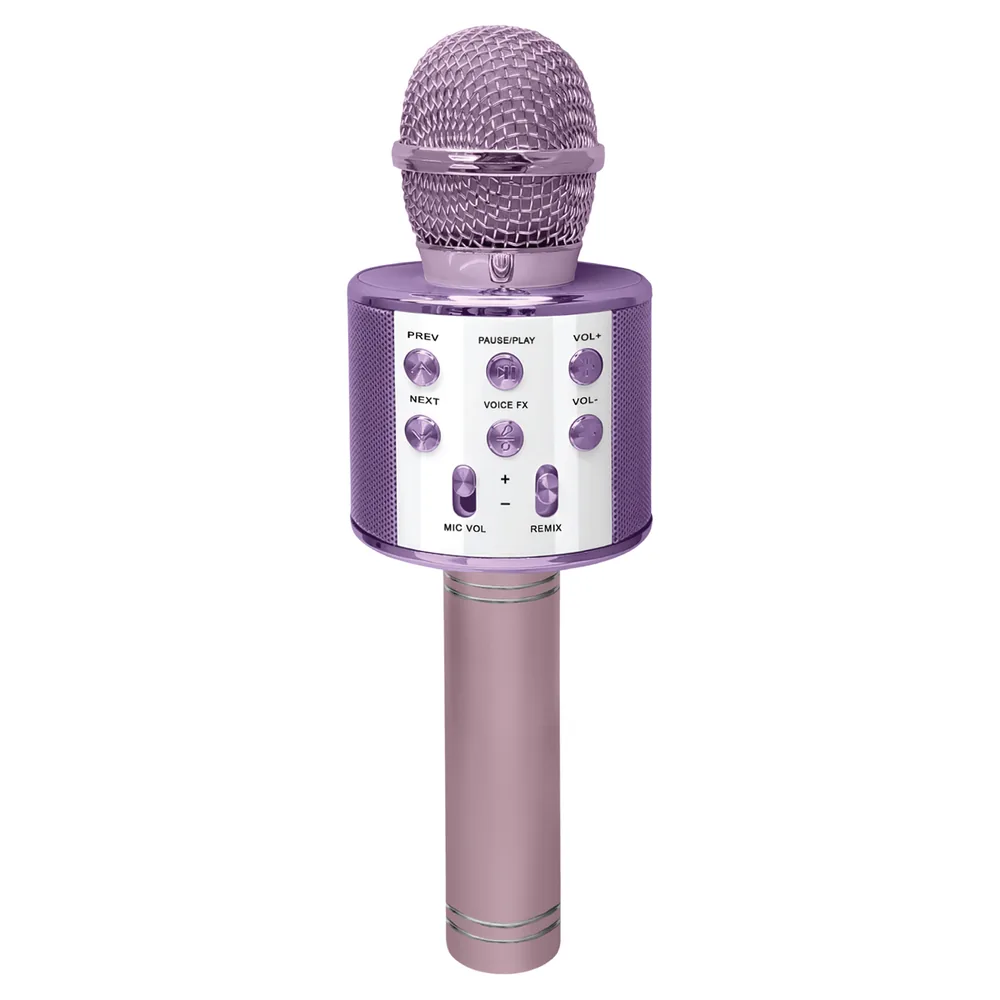 Crayola CKM150 Combo Bluetooth Karaoke Handheld Mic and 5-Watt Speaker, FM/USB/microSD, Aux In/Out, Vocal FX, up to 2 Hours Play Time (Pink)