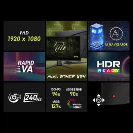 msi MAG 274CF X24 27-inch 1920 x 1080 (FHD) Gaming Monitor - 240Hz