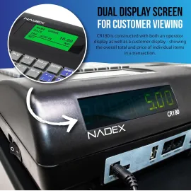 Nadex CR180 Electronic Cash Register with Product Lookups and Steel Cash Drawer