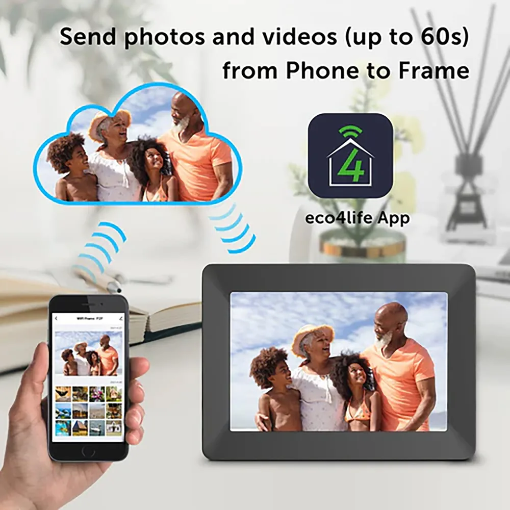 eco4life 10.1-inch Wi-Fi Digital Photo Frame with Photos/Video Sharing and Touch Screen CPF1026