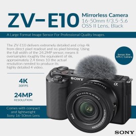 Sony ZV-E10 APS-C Mirrorless Vlogging Camera Kit