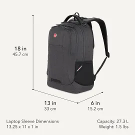 SwissGear 5505 Cecil 16 in Laptop Backpack Charcoal – Daily Laptop Bag with Gear Attachment