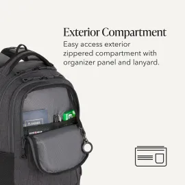SwissGear 5505 Cecil 16 in Laptop Backpack Charcoal – Daily Laptop Bag with Gear Attachment