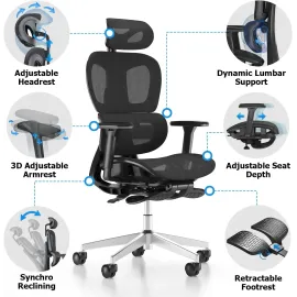 PatioMage Ergonomic Office Chair with Footrest