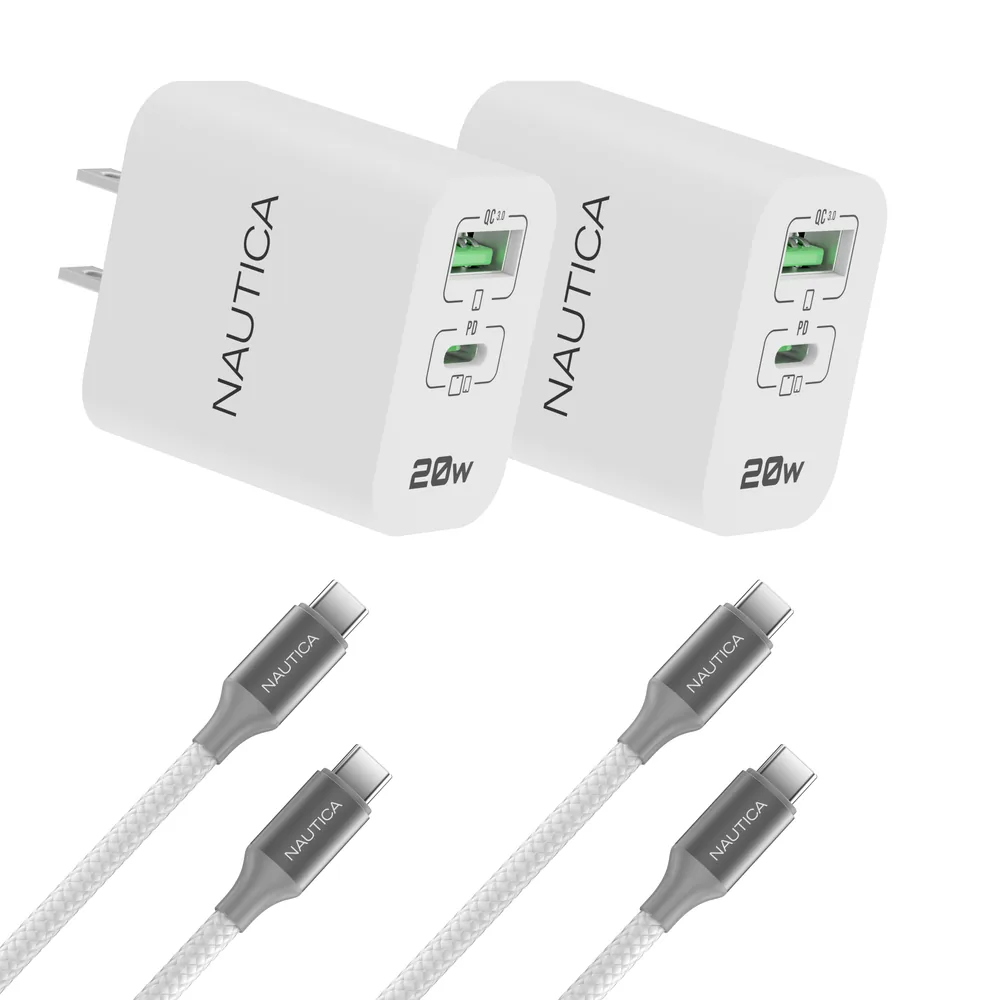 Nautica Dual-Port 20W USB-C Wall Charger