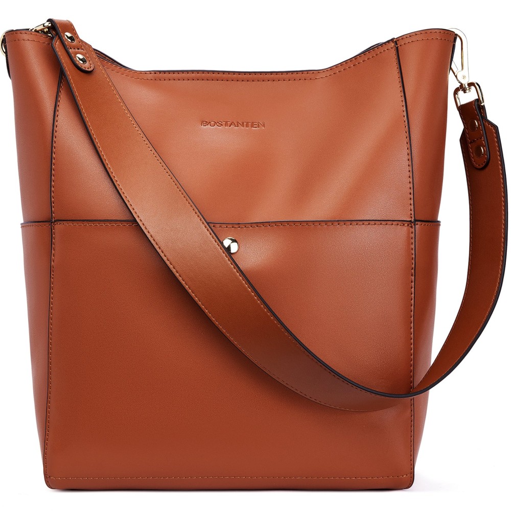 BOSTANTEN Women's Leather Designer Handbag Shoulder Tote Bag Brown BL1164391K