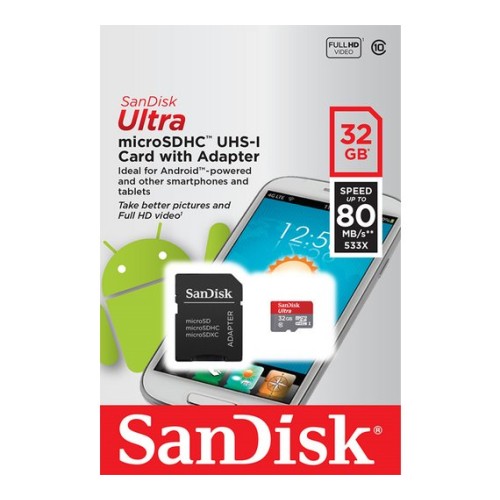 Sandisk Ultra - Flash Memory Card - 32 GB - MicroSDHC UHS